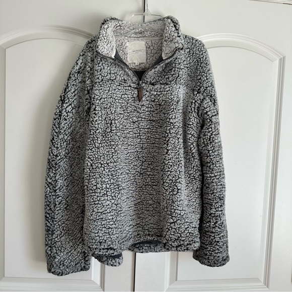 Thread & Supply Grey Sherpa Pullover with Zipper True Grit Style - Picture 14 of 16